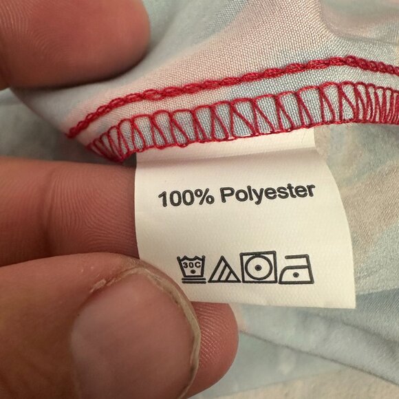 Vintage Abstract Print Button-Up Blouse Size S Polyester Red/Green - Picture 5 of 6